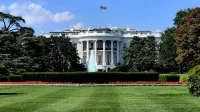 South façade of the White House, the executive mansion of the President of the United States, located at 1600 Pennsylvania Avenue in Washington, D.C.