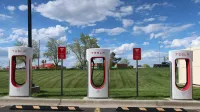 Tesla Supercharger electric vehicle charging station in Gillette, Wyoming