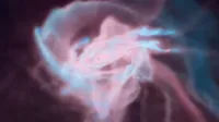 Visualization of the simulation by ATERUI III showing a rapidly growing black hole surrounded by gas. Red indicates areas of higher temperature. (Credit: Sunmyon Chon, Takaaki Takeda, 4D2U