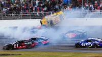 Joey Logano flips at Talladega.