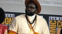 Brian Tyree Henry speaking at the 2019 San Diego Comic Con International, for "The Eternals", at the San Diego Convention Center in San Diego, California.