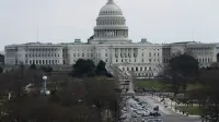 The United States Capitol's West Front in Washington, D.C., United States, viewed from the Hank Greenspun Terrace of the Newseum.