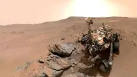 Descripción El rover Perseverance Mars de la NASA se tomó esta selfie el 11 de marzo de 2026, el 1.797º Día Marciano de la Misión, durante el empuje más profundo del Rover al Oeste más allá