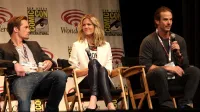 Alexander Skarsgard, Brooklyn Decker, and Peter Berg speaking at Wondercon 2012 in Anaheim, California on March 17, 2012.