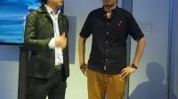 Atsushi Inaba (producer at Platinum Games, left) and Yusuke Hashimoto (director of Bayonetta 2, right) at E3 2013.