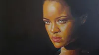 Oil portrait painting of Rihanna by Rajasekharan