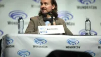 Matt Reeves speaking at the 2014 WonderCon, for "Dawn of the Planet of the Apes", at the Anaheim Convention Center in Anaheim, California.
