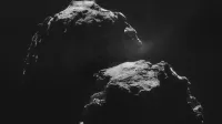 Mosaic of four images taken by Rosetta's navigation camera (NAVCAM) on 4 November 2014 at 31.8 km from the centre of comet 67P/Churyumov–Gerasimenko.