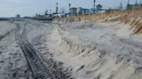 Cape May, NJ, January 15, 2010 --View of the eroded beach and damaged dunes on Ocean City's after the severe storm in mid-November.