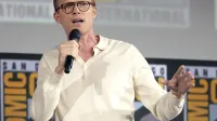 Paul Bettany speaking at the 2019 San Diego Comic Con International, for "WandaVision", at the San Diego Convention Center in San Diego, California.