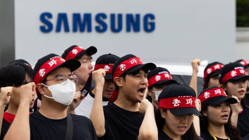 Samsung recorta la producción de chips mientras 46,000 trabajadores se preparan para una huelga masiva