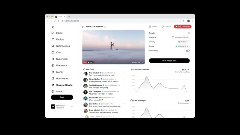 X lanza Live Studio para transmitir en vivo y destina 1 millón de dólares a creadores imagen del post