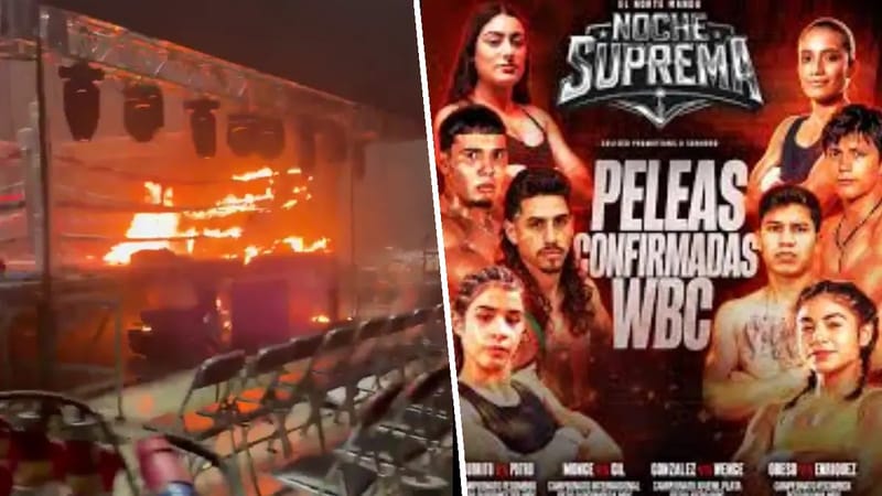 Cancelan “Noche Suprema”: Hombres armados entraron al evento y quemaron el ring de box de la pelea de influencers imagen del post