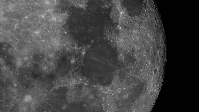 High-resolution close-up of the moon's craters and surface details.