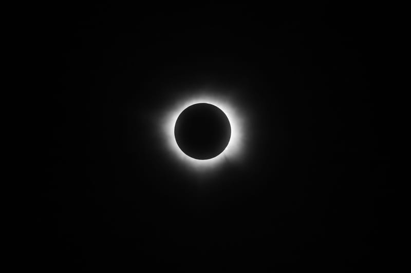 A mesmerizing black and white capture of a solar eclipse over Mazatlán, Mexico.
