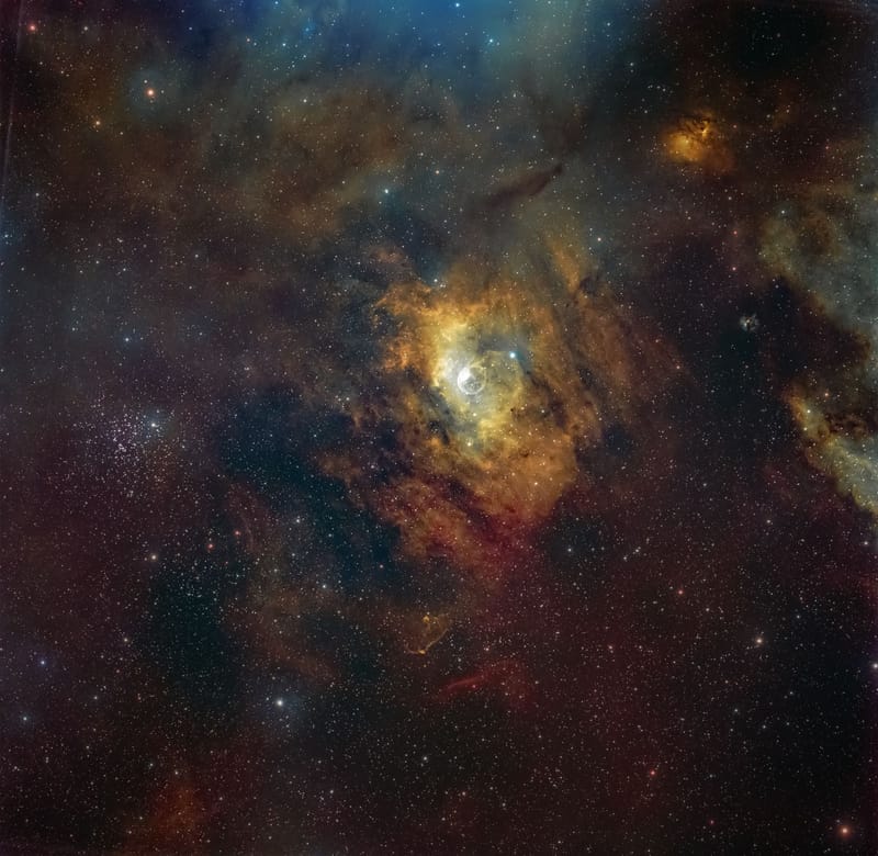 Captivating starscape featuring the Lagoon Nebula, showcasing cosmic clouds and interstellar dust in vivid detail.
