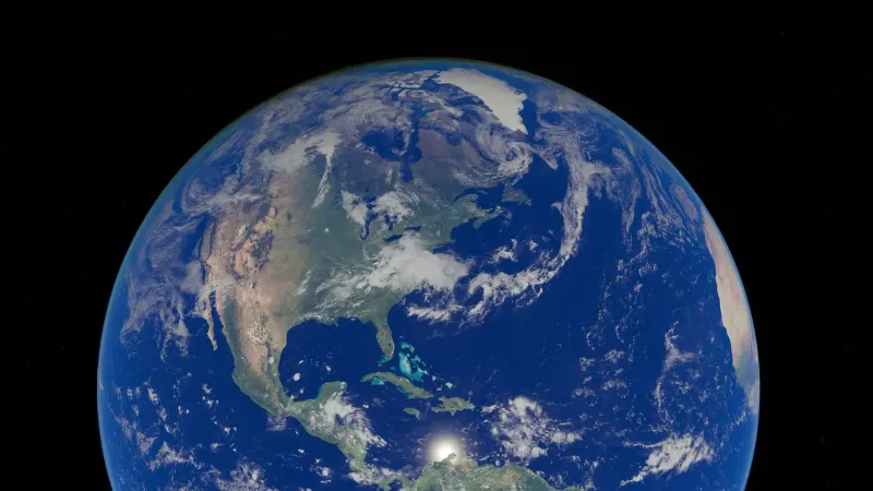 A breathtaking view of Earth from space highlighting North America and surrounding oceans.