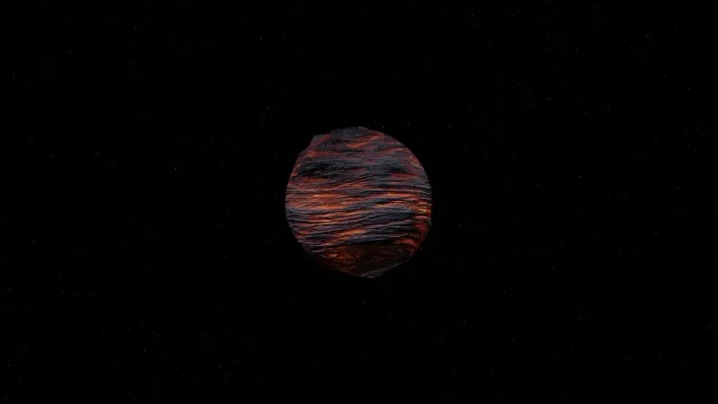 A digitally rendered planet in space showcasing intricate textures and vibrant colors.