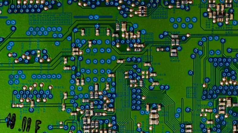 Detailed view of a circuit board highlighting electronic components.