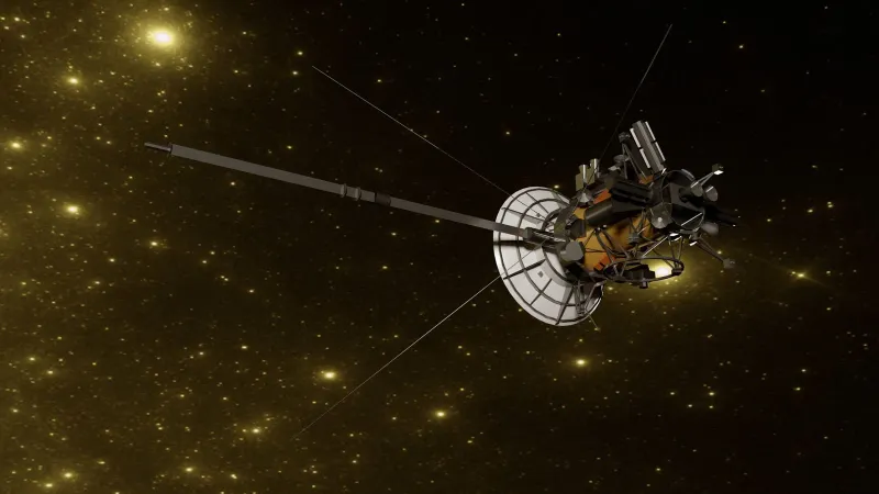Detailed render of a space probe navigating through the vast starry universe.