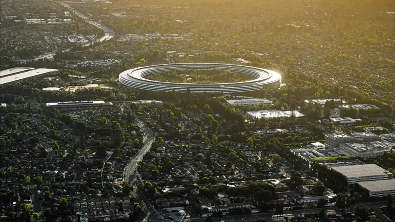 Apple Park in Cupertino at Sunset