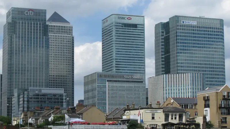 From left to right: 25 Canada Square (Citigroup Centre); 1 Canada Square; 8 Canada Square (HSBC Tower); and One Churchill Place (Barclays Headquarters).