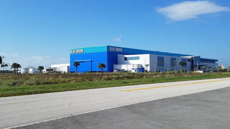 Blue Origin Orbital Launch System (OLS) manufacturing building, Merritt Island, Florida, February 2019.