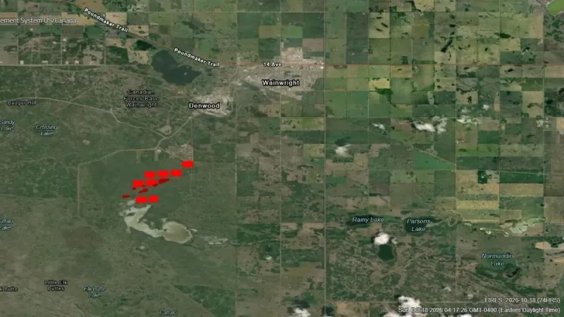 La NASA firma la imagen del fuego de CFB Wainwright