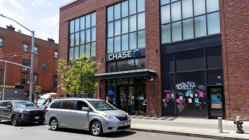 A Chase Bank branch in the Williamsburg region of north Brooklyn, New York City.