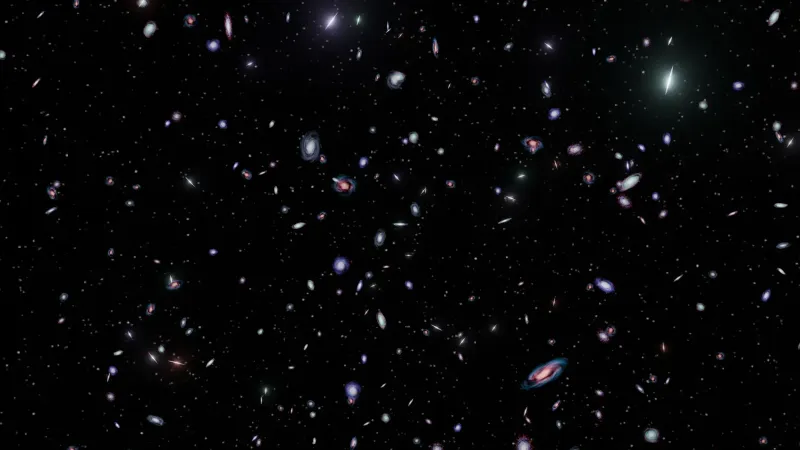 Una cautivadora vista de numerosas galaxias dispersas por todo el universo, mostrando la inmensidad del espacio.