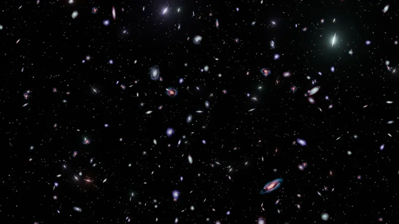A captivating view of numerous galaxies scattered across the universe, showcasing the vastness of space.