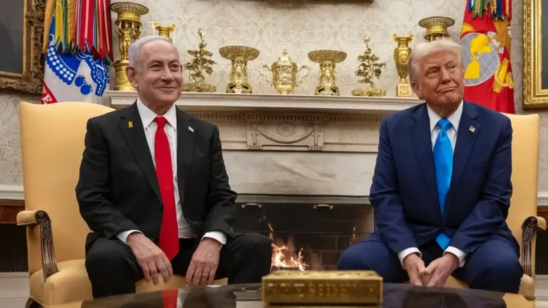 On February 4, 2025, President Donald Trump welcomes Israeli Prime Minister Benjamin Netanyahu at the White House.