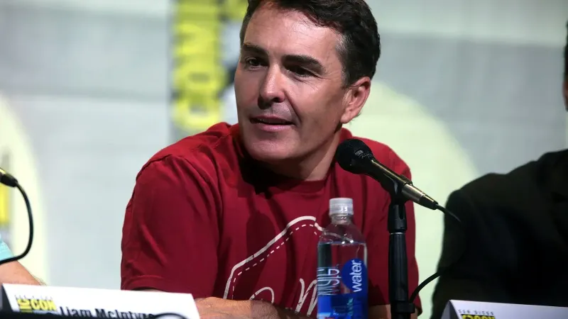 Nolan North speaking at the 2016 San Diego Comic Con International, for "Con Man", at the San Diego Convention Center in San Diego, California.
