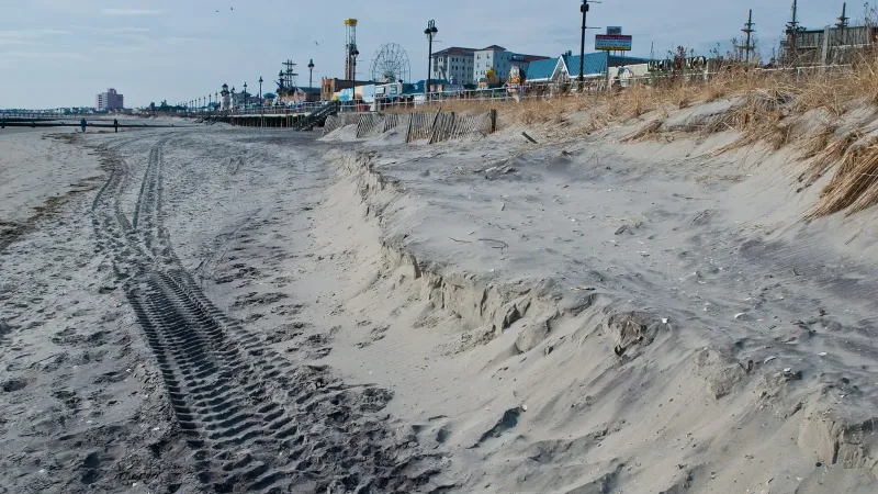 Cape May, NJ, January 15, 2010 --View of the eroded beach and damaged dunes on Ocean City's after the severe storm in mid-November.